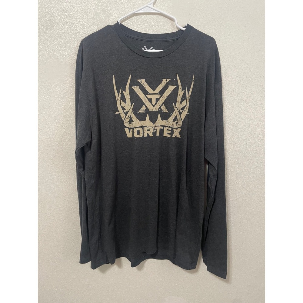 Vortex Optics Core Long Sleeve T-Shirt Mens XL Gray EUC Antler Graphic Logo